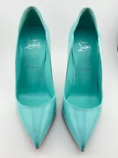 New Christian Louboutin Hot Chick 100 Patent Bermuda Tiffany Blue Size 38.5