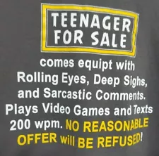 TEENAGER FOR SALE T SHIRT XL GRAY