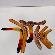 Australian Hand Painted Wooden Boomerangs 6pc Lot