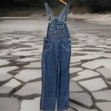 Vtg 90s LA Blues Bib Overalls M Denim Carpenter Y2K Garage Street Wear Hong Kong