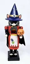 Erzgebirgische Germany Nutcracker Cat Witch Halloween Decor VTG Missing Broom