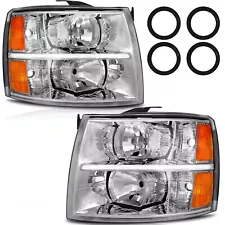 Chrome Headlight Assembly Fit For 2007-2013 Chevy Silverado 1500 2500 3500 Set (For: More than one vehicle)