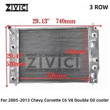 3 Row Radiator For 2005-2013 Chevy Corvette SSR With Saab 9-7x C6 5.3L 6.2L 7.0L