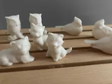 Handmade miniature white porcelain animals 