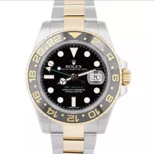 Rolex GMT-Master II 116713LN Silver and Gold Oyster Bracelet with Black Bezel