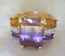 John C. Rinker 14k Yellow Gold Ametrine Diamond Ring - 7.75 gm, Sz 7, 7.16 ctw