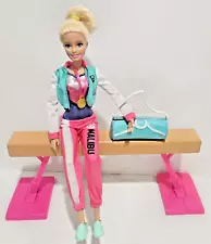 Barbie You Can Be Anything Gymnastics Doll w/Beam ,Medal & Gym Bag