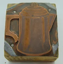Printing Letterpress Printers Block Beautiful Old Coffee Or Tea Kettle