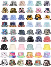 New Unisex Print Double-Side-Wear Reversible Bucket Hat, Fisherman Hat Packable