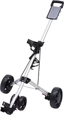 lightweight golf push cart 3 wheel foot brake, cup holder and adjustable straps