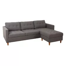 L-Shaped Sofa Convertible Modern Couch Linen Fabric Sectional Upholstered