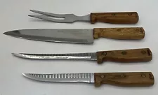 Set of 4 Non Stain High Carbon Steel Knives Knife Fork Boner Chef Utility