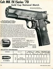 1974 Print Ad of Colt MK IV Series 70 Gold Cup National Match 45 Auto Pistol