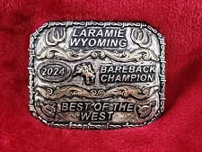 BAREBACK BRONC RODEO CHAMPION TROPHY BUCKLE PRO☆LARAMIE WYOMING☆2024☆RARE☆40