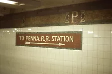 NYCTA slide. 1917 IRT 34th Street mosaic tile sign for PENNSYLVANIA RR STATION