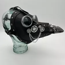 Black Plague Doctor Goggles Halloween Costume Nose Beak Leather Steampunk Mask