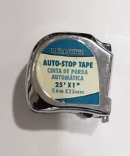 WORKFORCE AUTO-STOP TAPE MEASURE 25' Long by 1'' WIDE SILVER CASING.