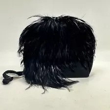 Mr Charles Exotic Evening Handbag S Black ostrich Feather Purse Crossbody Bag