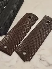 New ListingColt 1911A1 Brown Plastic Grips Set Checkered Plastic