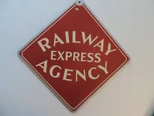 ORIGINAL RAILWAY EXPRESS AGENCY DOUBLE SIDED SIGN 14" x 14"