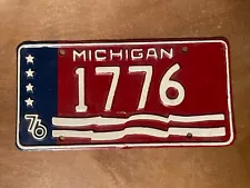 1976 Michigan License Plate Bicentennial # 1776 Modified And Repainted