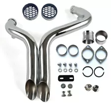 2" O.DLAF Exhaust Pipes w/ Torque Cone & Baffle for Harley Sportster Dyna Chrome