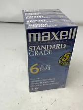 MAXELL Standard Grade VHS Video Cassette Blank Tapes T-120 New Sealed 5 Pack