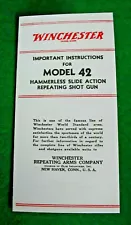 Original Vintage WINCHESTER Model 42 .410 Pump Bifold Manual Pre-64 Pre-1964