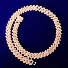 3AAA+ CZ Hop Hip Ice Out Miami Cuban Link Chain Necklace Real Gold Plated 14MM