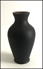 BAUER POTTERY 6" Stoneware Vase, Matte Black Paint, 1920's, Excellent Condition