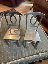 Pottery Barn Chair Heavy Metal Bookends Doll Chairs Silver 8” Tall