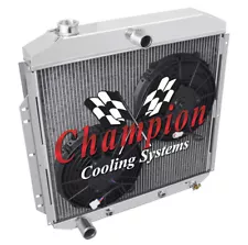 KR Champion 4 Row Radiator W/ 2 10" Fans for 1953 - 1956 Ford Truck V6, V8 Eng (For: 1953 Ford)