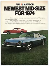 1973 AMC Print Ad, Matador Coupe Newest Mid-Size For 1974 Red Blue Sportscars