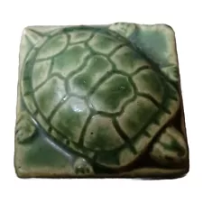 Vintage Pewabic Art Tile Pottery ~ Old Style Turtle with Built In Hanger Detroit