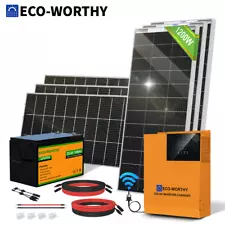 ECO-WORTHY 1200W Watt Solar Panel Kit Complete System 24V 100ah Lithium Battery