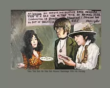 SALE! 'YOKO, BOB DYLAN, DOG' Bob Dylan art, 8x10 by KATA BILLUPS (celeb. buyers)