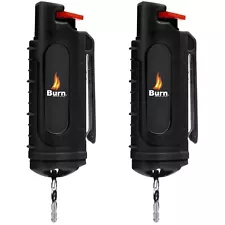 2 Pack BURN Pepper Spray 1/2oz Self Defense Keychain Case Molded OC Black