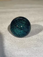 Marbles: Hand Made Art Glass Alloway Dichroic Aqua "Stardust"#630 1.39inch