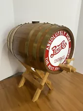 5 gallon Oak Whiskey Barrel W/ Pepsi-Cola Syrup Decal Spigot Stand