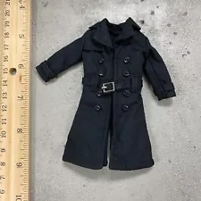 1/12 wired black trench coat for 6" slim Figure body (K1)