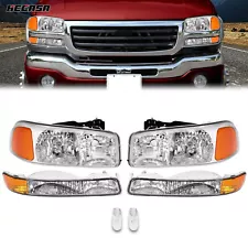 Headlights + Bumper Lamps For GMC Sierra 1500 2500 1999-2007 Yukon XL 2000-2006 (For: 2000 GMC Sierra 1500)