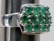 JTV OJ STERLING SILVER EMERALD COCKTAIL RING SIZE 7.75 (463)