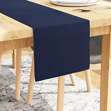 Encasa Homes Table Runner for 4 Seater Dining - Solid Navy Blue | Made from F...