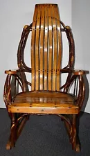 AMISH Bentwood Hickory, Child's Rocking Chair with Armrests. Made by Hand.SIGNED