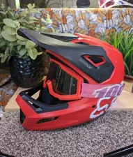 Fox Youth Rampage Moto Quad Helmet Red With Goggles Size M