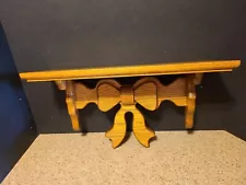 SALE 4/23 Vintage Wood Wall Shelf With Bow Design Country Cottage Farmhouse