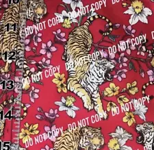 Custom Asian Tiger RED 100% Cotton 1 YARD 36”x 56” MOVING SALE