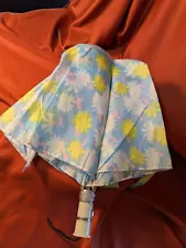 Umbrella, Floral Design, 36 Diameter, Lightweight. Blue, Yellow And pink