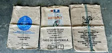 Assorted Burlap Jute Coffee Bean Bags Sacks-Lot Of (3) *See Pics/Description