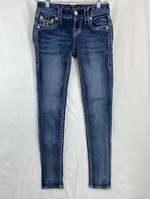 Rock Revival Raven Skinny Size 24x30.5 Women's Blue Whiskered Denim Jeans